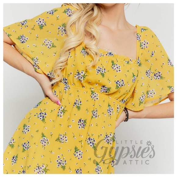 Little Purple Flowers Sunshine Babydoll Dress - Picture 7 of 8